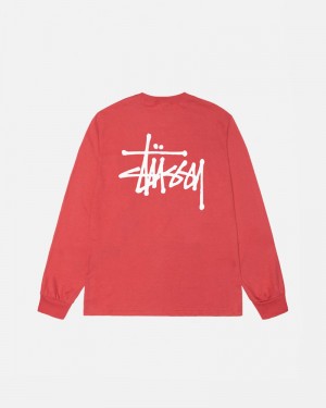 Red Stüssy Basic LS T-Shirt | UAE GVQ916342