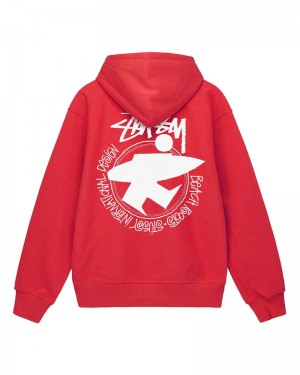 Red Stüssy Beach Roots Hoodie | UAE FNW432150