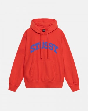 Red Stüssy Block Sport Pigment Dyed Hoodie | UAE EGC539642