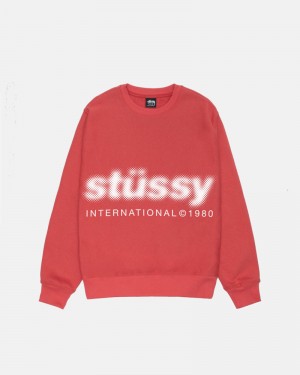 Red Stüssy Blur Crew Sweatshirt | UAE BXS473961