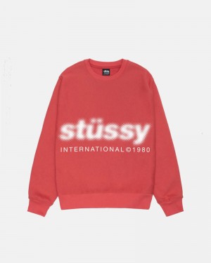 Red Stüssy Blur Crew Sweatshirt | UAE HCU687510