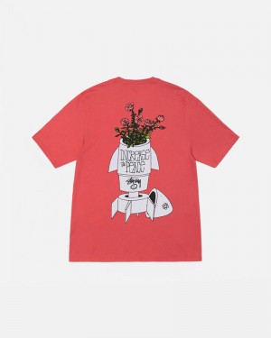 Red Stüssy Flower Bomb T-Shirt | UAE ZDW723648