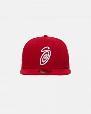 Red Stüssy New Era 59Fifty Curly S Cap | UAE HYO103964