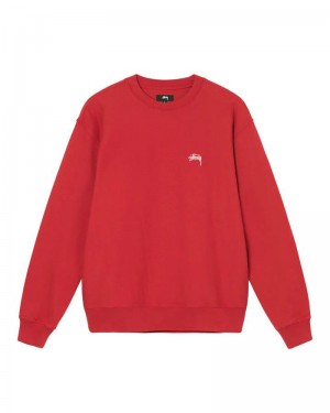 Red Stüssy Overdyed Stock Logo Crew Sweatshirt | UAE XHA219537