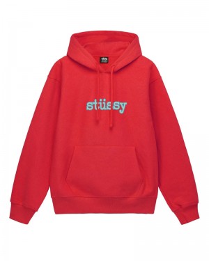 Red Stüssy Typewriter Hoodie | UAE GXC461837