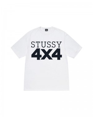 White Stüssy 4x4 T-Shirt | UAE ZKO678142