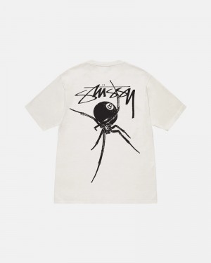 White Stüssy Arachnid Pigment Dyed T-Shirt | UAE WBK784193