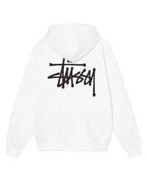 White Stüssy Basic Hoodie | UAE ZPH108527