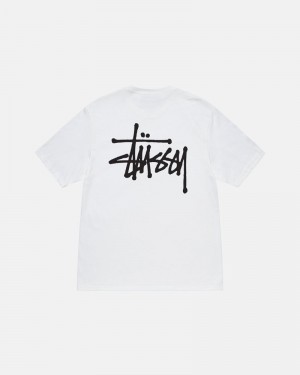 White Stüssy Basic T-Shirt | UAE TVO208946