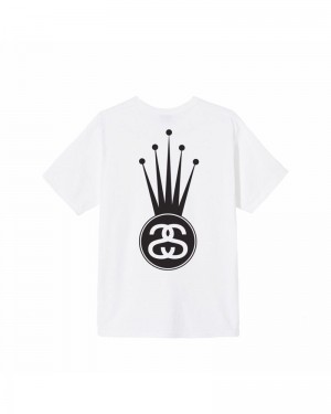 White Stüssy Crown Link T-Shirt | UAE UWJ365704