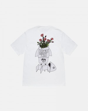 White Stüssy Flower Bomb T-Shirt | UAE ERP872164