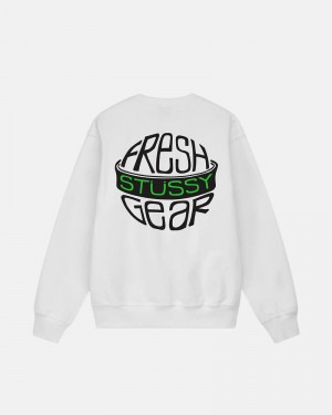 White Stüssy Fresh Gear Crew Sweatshirt | UAE UQH472061