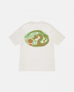 White Stüssy Mosaic Dragon Pigment Dyed T-Shirt | UAE TLK180547