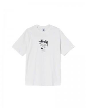 White Stüssy NK X T-Shirt | UAE OKJ195640