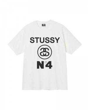 White Stüssy No.4 Pigment Dyed T-Shirt | UAE JVN875394