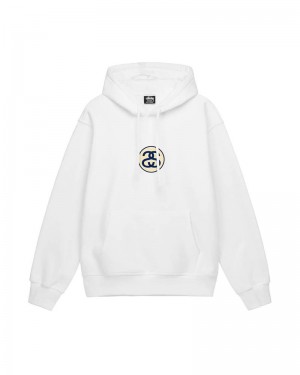 White Stüssy SS-Link Hoodie | UAE DFN710539