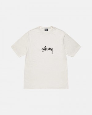 White Stüssy Small Stock Pigment Dyed T-Shirt | UAE RTN258067