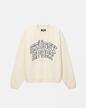 White Stüssy Sport Relaxed Oversized Crew Sweatshirt | UAE IOT429680