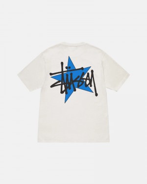 White Stüssy Star Pigment Dyed T-Shirt | UAE RVT938604