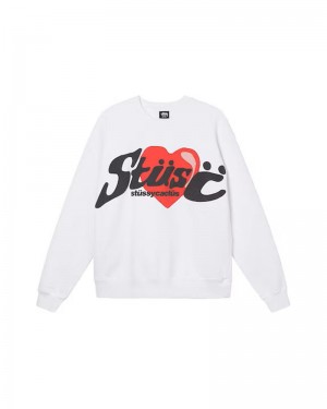 White Stüssy X Cpfm Heart Crewneck Sweatshirt | UAE BDG761825