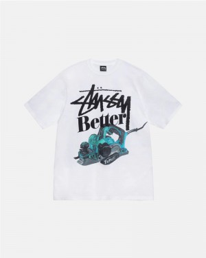 White Stüssy & Better Gift Shop Built Better T-Shirt | UAE KSL037541