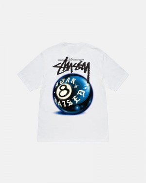 White Stüssy & Born X Raised 8 Ball T-Shirt | UAE VMB259038