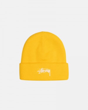 Yellow Stüssy Cuff Stock Beanie | UAE UPB437560