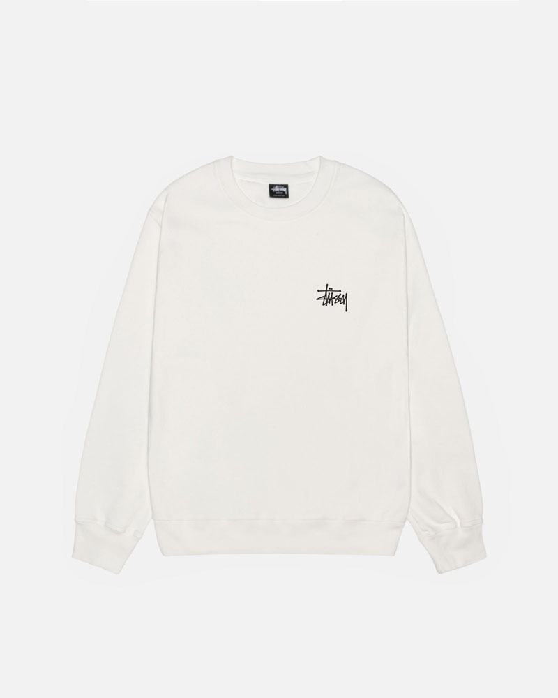 Beige Stüssy Basic Crew Pigment Dyed Sweatshirt | UAE RAS645381