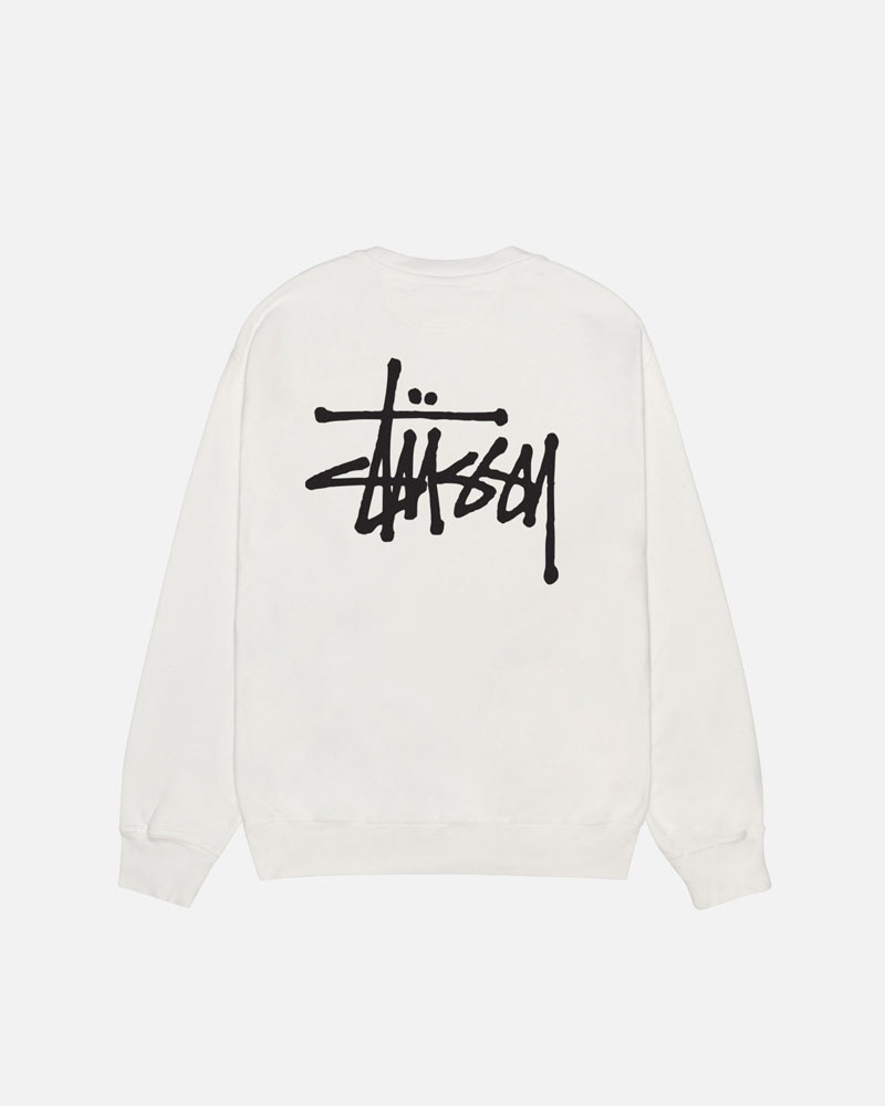 Beige Stüssy Basic Crew Pigment Dyed Sweatshirt | UAE RAS645381