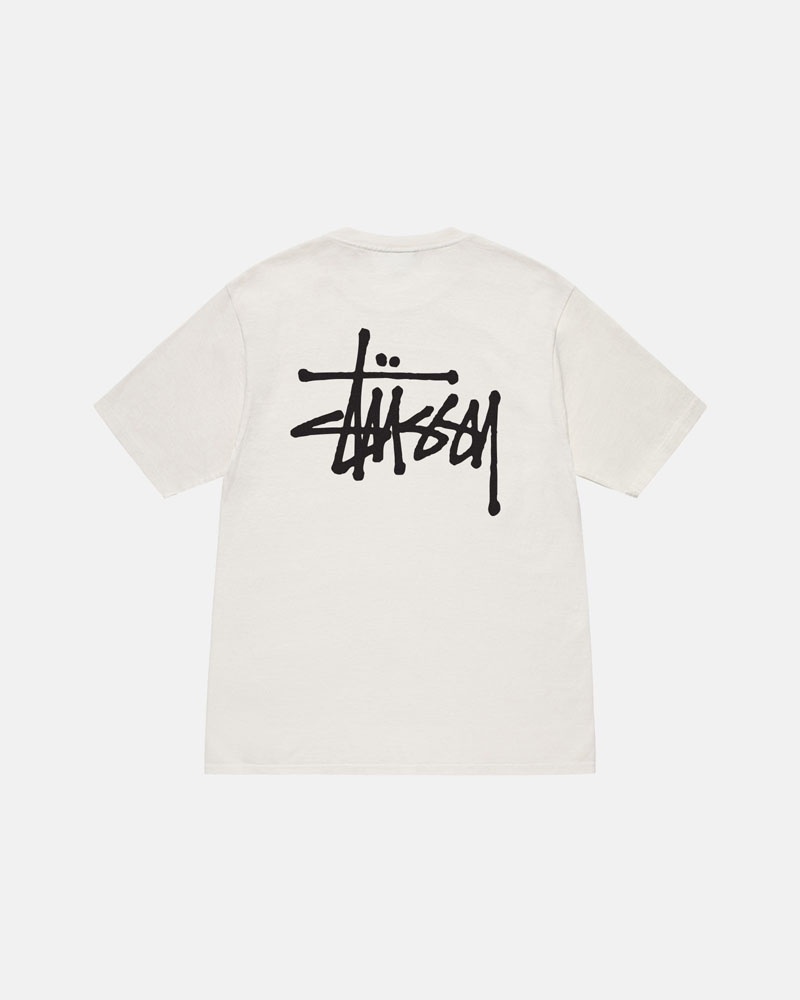 Beige Stüssy Basic Pigment Dyed T-Shirt | UAE TER705341