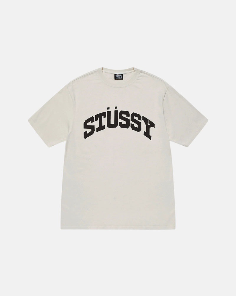 Beige Stüssy Block Sport Pigment Dyed T-Shirt | UAE WOR364918