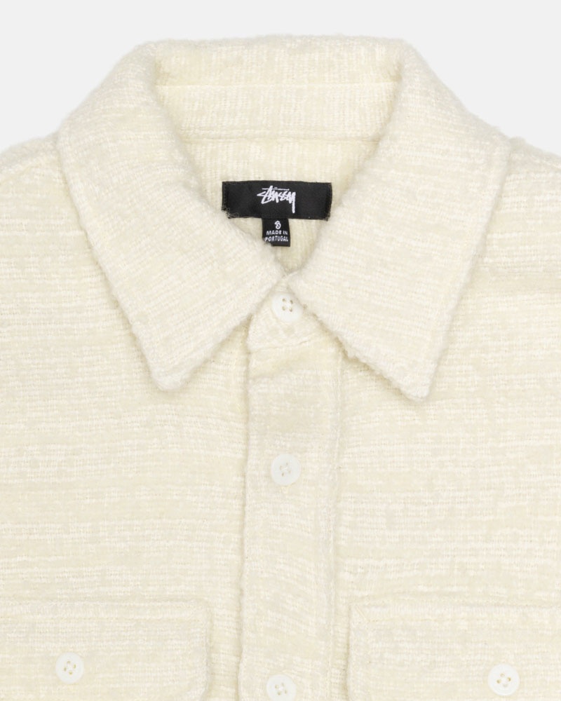 Beige Stüssy Boucle Wool Cpo Shirts | UAE RUL805427