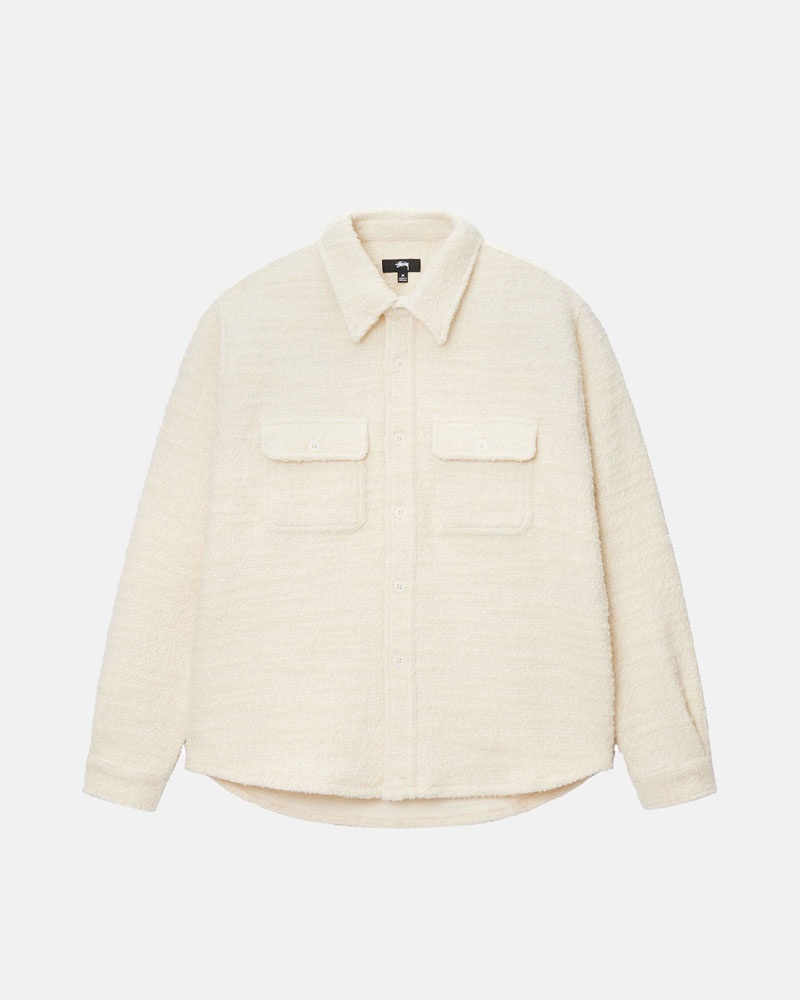 Beige Stüssy Boucle Wool Cpo Shirts | UAE RUL805427