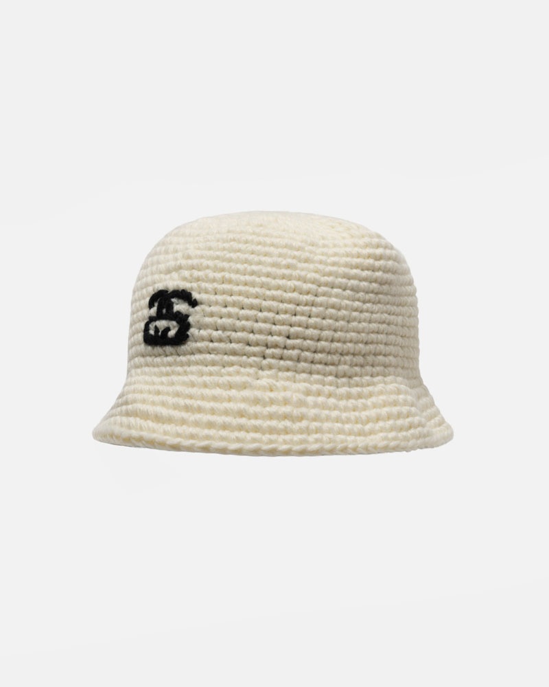 Beige Stüssy Bucket SS Link Knit Hat | UAE MFU749816