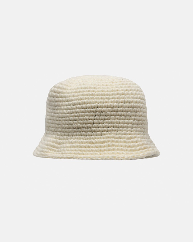 Beige Stüssy Bucket SS Link Knit Hat | UAE MFU749816