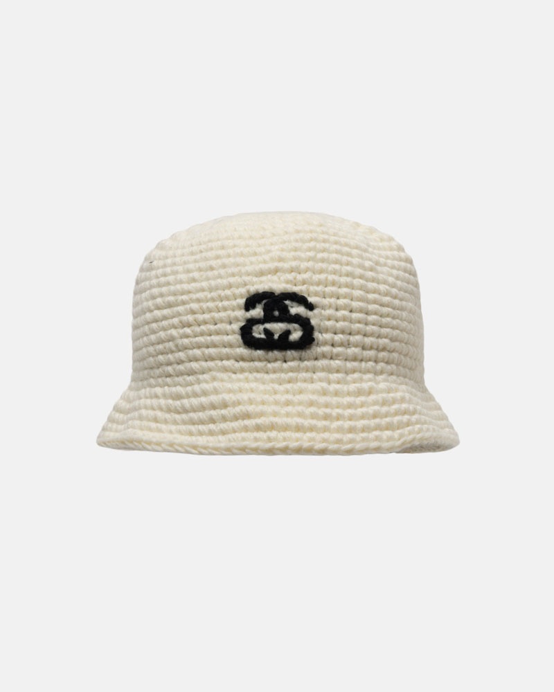 Beige Stüssy Bucket SS Link Knit Hat | UAE MFU749816