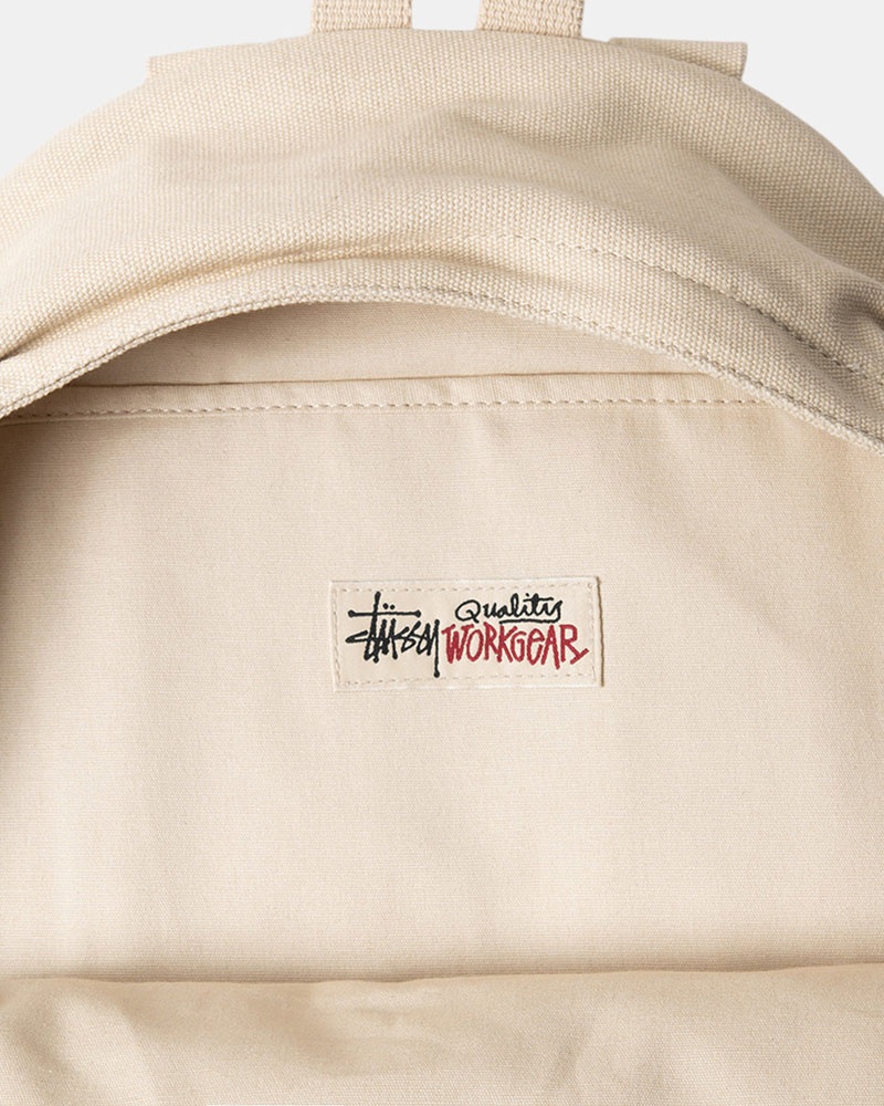 Beige Stüssy Canvas Backpack | UAE VFE472315