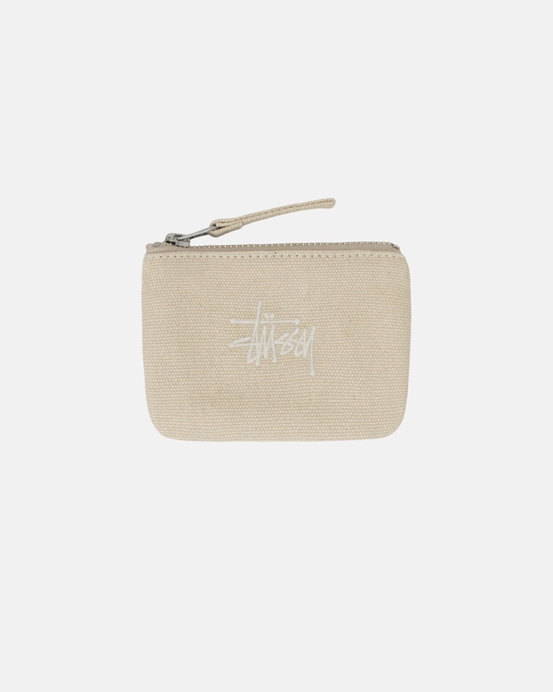 Beige Stüssy Canvas Coin Pouch Wallet | UAE WKZ976123