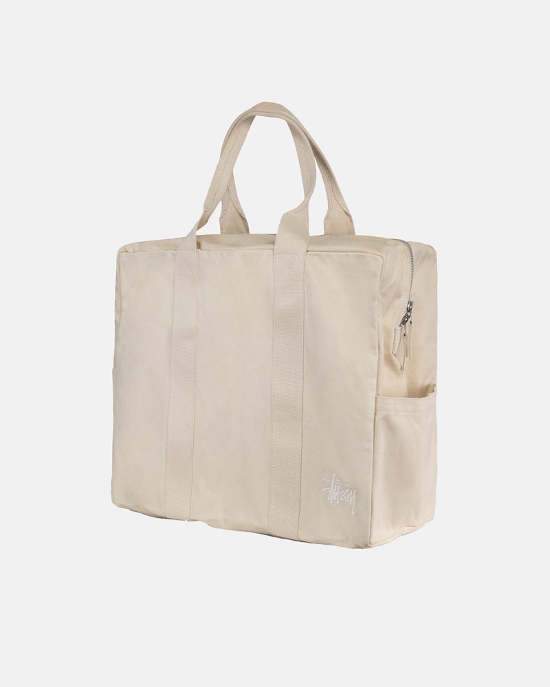 Beige Stüssy Canvas Flight Tote Bags | UAE IEZ507349