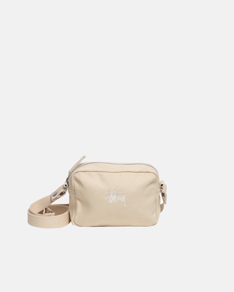 Beige Stüssy Canvas Side Pouch Crossbody Bags | UAE KIV937421