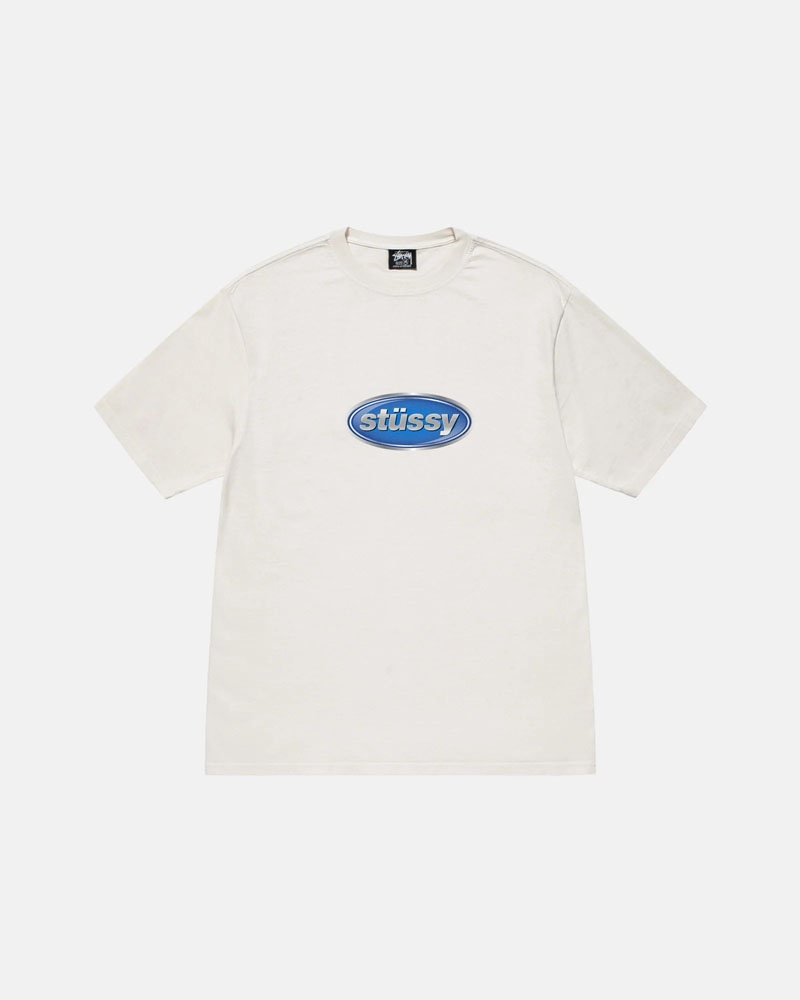 Beige Stüssy Emblem Pigment Dyed T-Shirt | UAE PQX390465