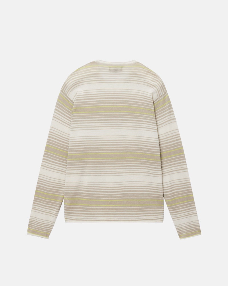 Beige Stüssy Horizontal Stripe Sweater | UAE FRE739405