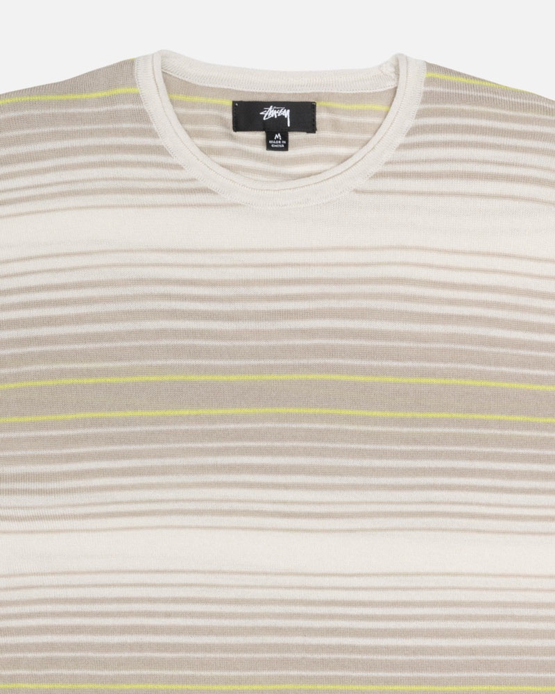 Beige Stüssy Horizontal Stripe Sweater | UAE FRE739405