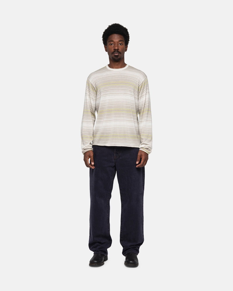 Beige Stüssy Horizontal Stripe Sweater | UAE FRE739405