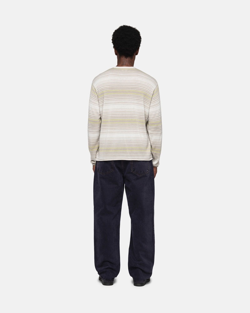 Beige Stüssy Horizontal Stripe Sweater | UAE FRE739405