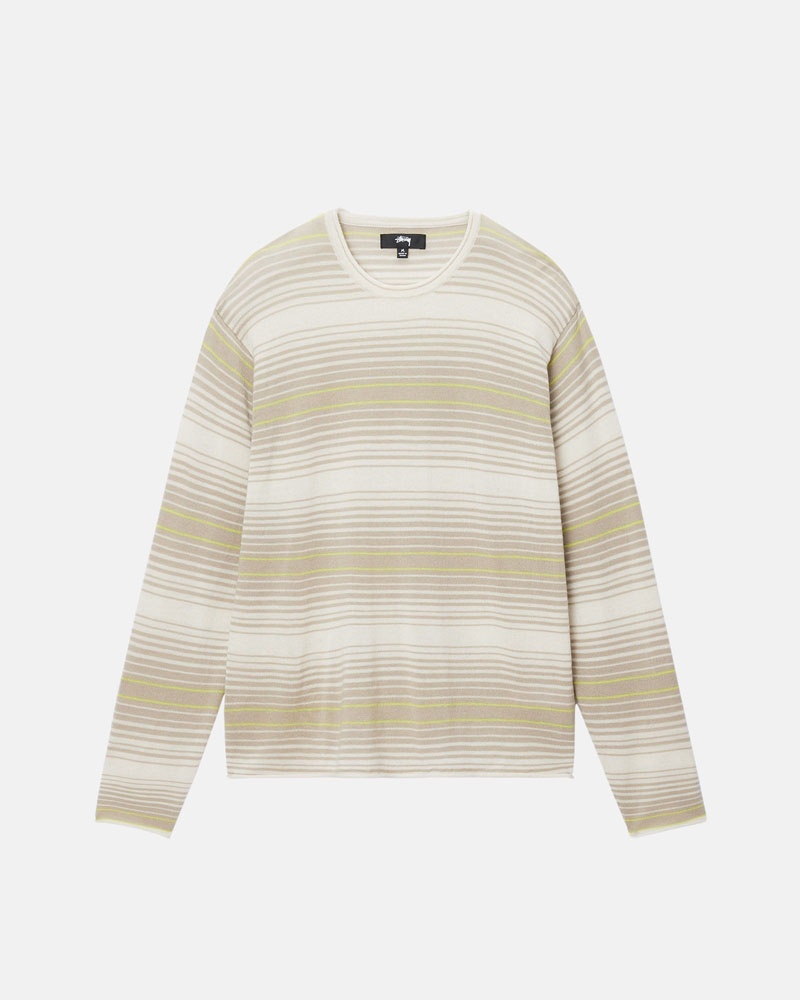 Beige Stüssy Horizontal Stripe Sweater | UAE FRE739405