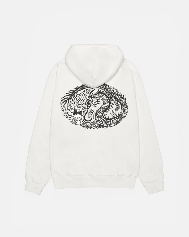 Beige Stüssy Mosaic Dragon Pigment Dyed Hoodie | UAE YFM506734