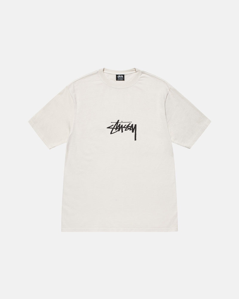 Beige Stüssy Small Stock Pigment Dyed T-Shirt | UAE FLC430279