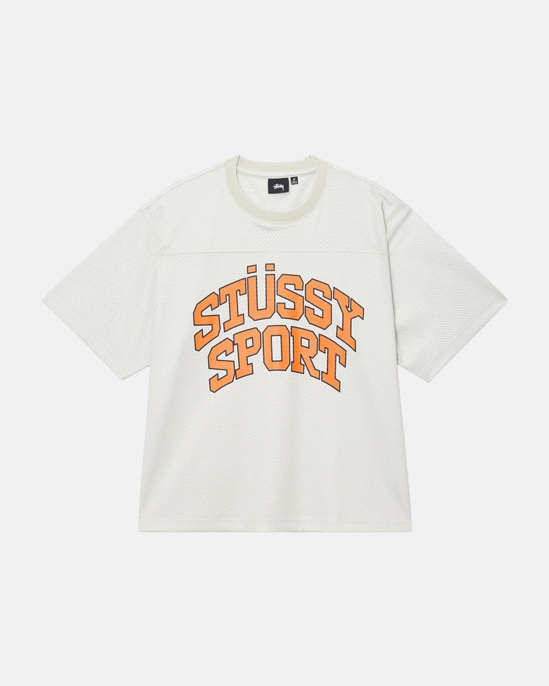 Beige Stüssy Sport Mesh Football Jersey T-Shirt | UAE VCF460135