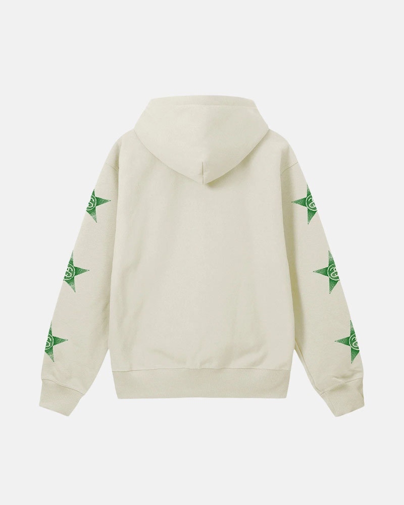 Beige Stüssy Stars Zip Hoodie | UAE CXJ710549